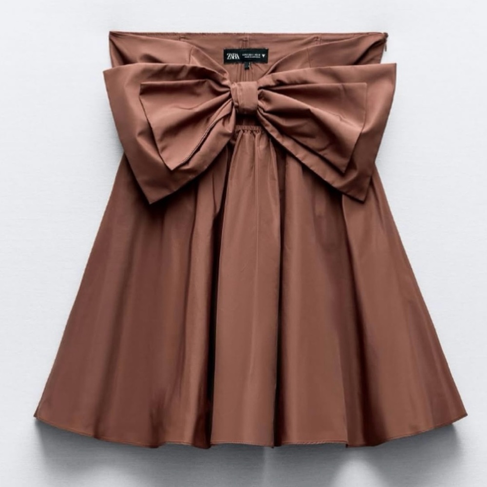 ZARA | Cut Out Bow Taffeta Dress